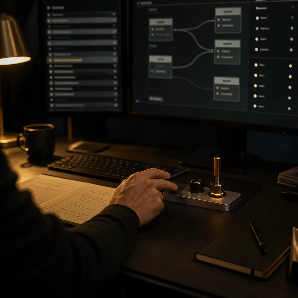 Operator reviewing an AI agent workflow before approving its next action