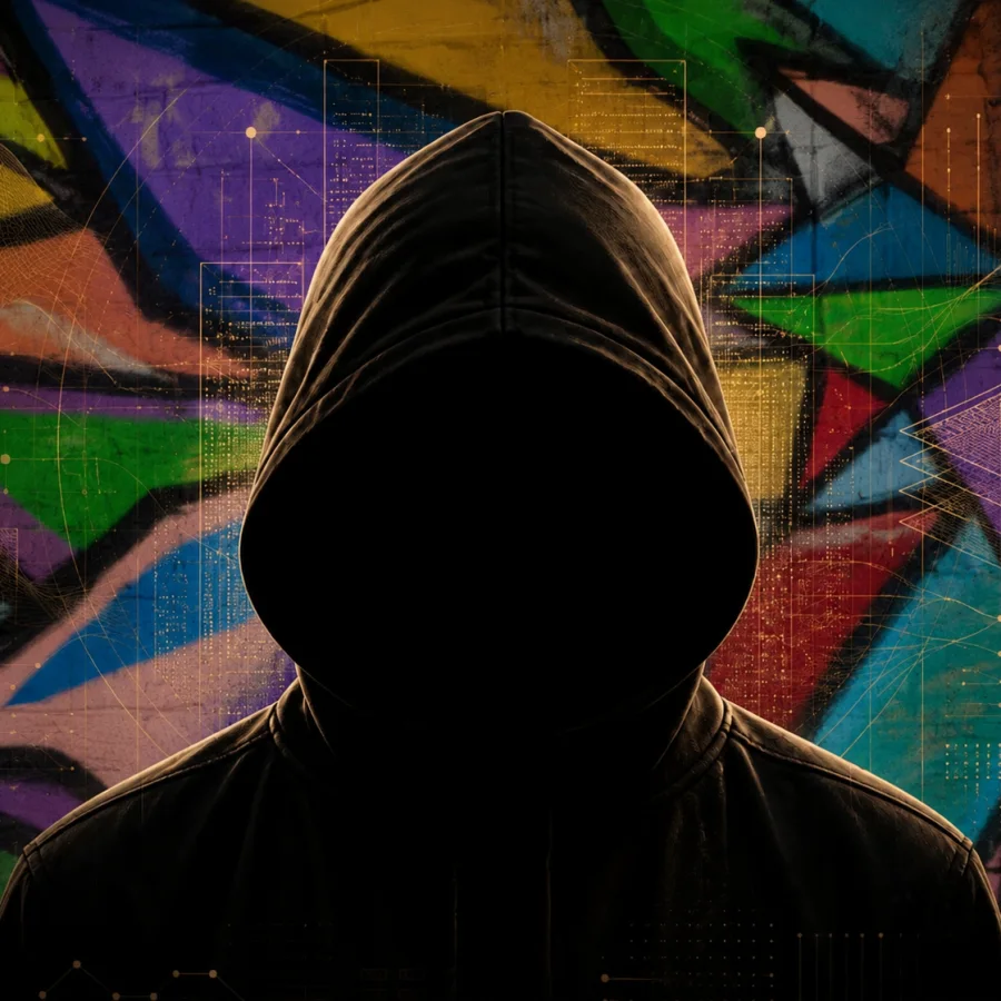 Anonymous hooded security figure representing Frank’s security and systems engineering role